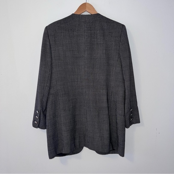 AKRIS Gray Wool Houndstooth Trench Coat Blazer 14/46 - Picture 4 of 12